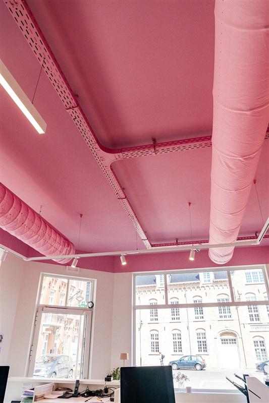 roze plafond in de premium printshop